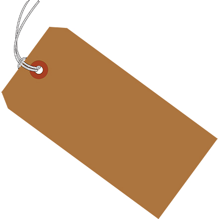 6 <span class='fraction'>1/4</span> x 3 <span class='fraction'>1/8</span> 10 Pt. 100% Recycled Kraft Shipping Tag - Pre-Strung